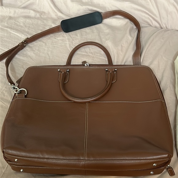 Levenger expandable walnut leather briefcase - Picture 3 of 7